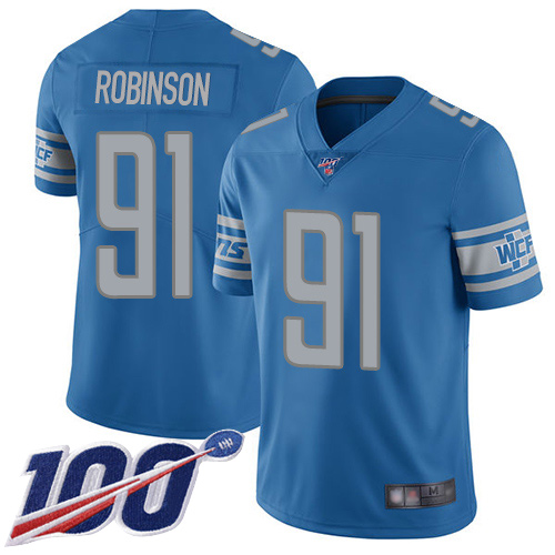 Detroit Lions Limited Blue Men Ahawn Robinson Home Jersey NFL Football #91 100th Season Vapor Untouchable